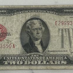 1928G Two Dollar Bill, Red Seal, United States, Note Bright Red color