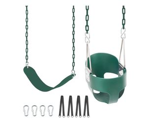 Green Belt Swing and Full Bucket Toddler Swing Set new in box