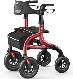 W5 Walkers for Seniors with Seat, 10" All-Terrain Rollator Walker 17.5