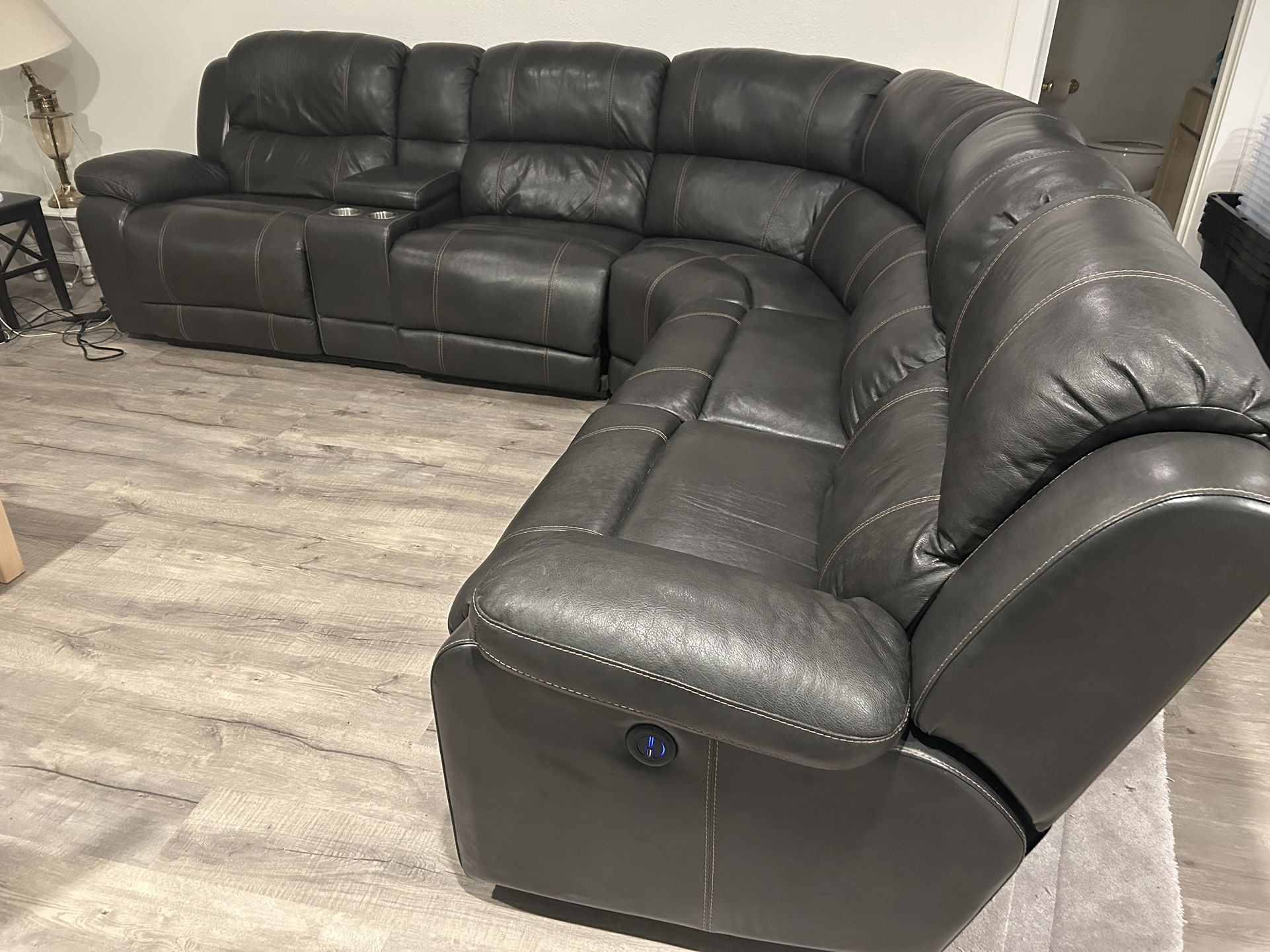 Leather Power Reclining Sectional