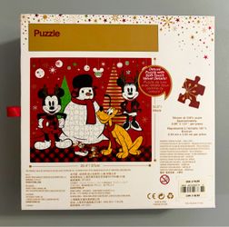 🎄2017 Disney Mickey, Minnie, Pluto, Chipmunks, Snowman 500 Piece Soft-Touch Velvet Deluxe Christmas Puzzle🎅🏻