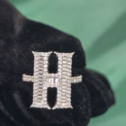 INTIAL "H" VVS D MOISSANITE  AND 925 STERLING SILVER 