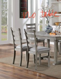 Gray Color Dining Chairs Padded Seat Set of 4pc Side Chair Ladder Back Kitchen Dining Room Wire Brushed