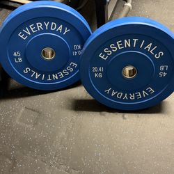 NEW IN BOX Colored Olympic Bumper Plate Weight Plates set 45 lb pounds - $1.15 per pound