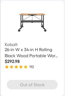 Kobalt folding work table with wheels