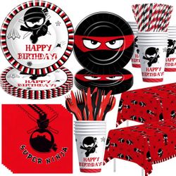 Ninja Birthday Party Tableware Set Plates Cups Napkins Decor 24 Guests