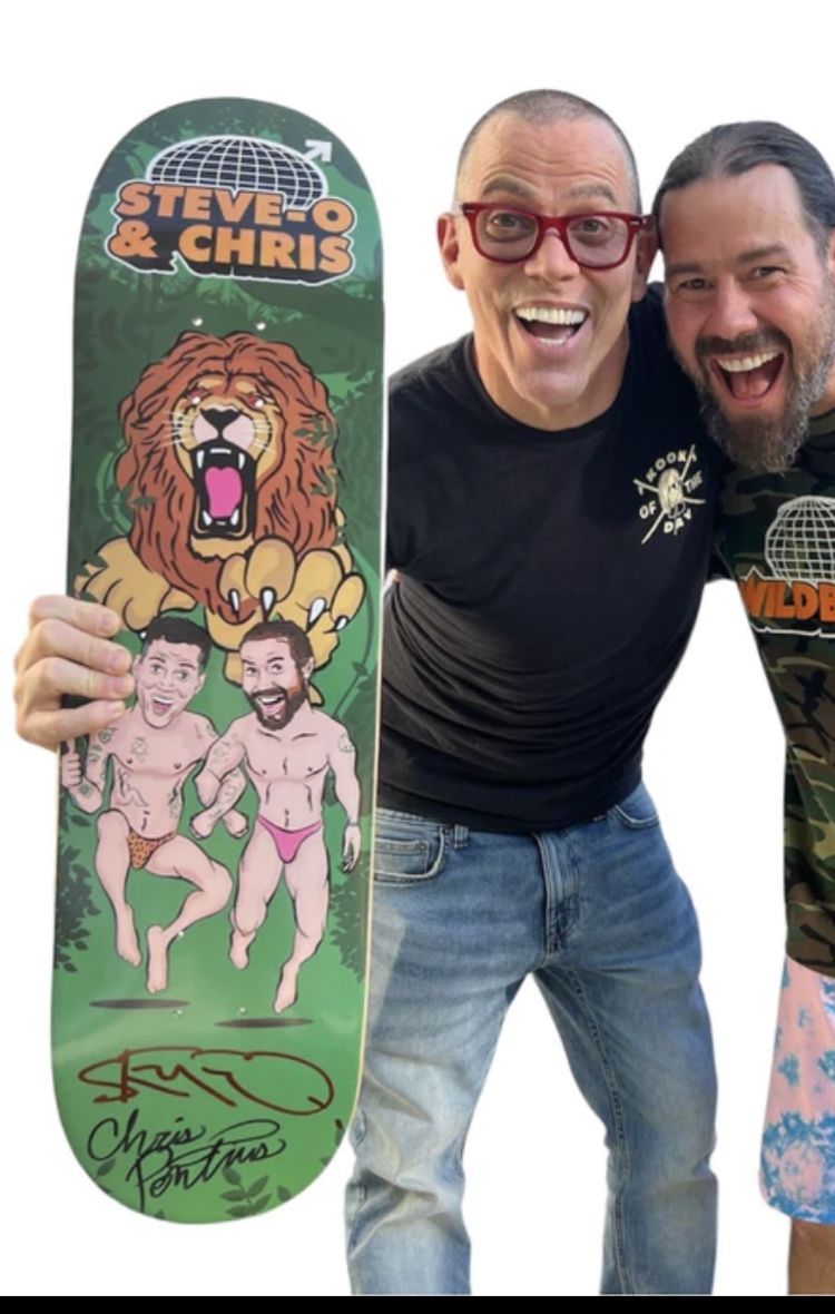 Steve-O and Chris Pontius Multi-signed Skate Deck