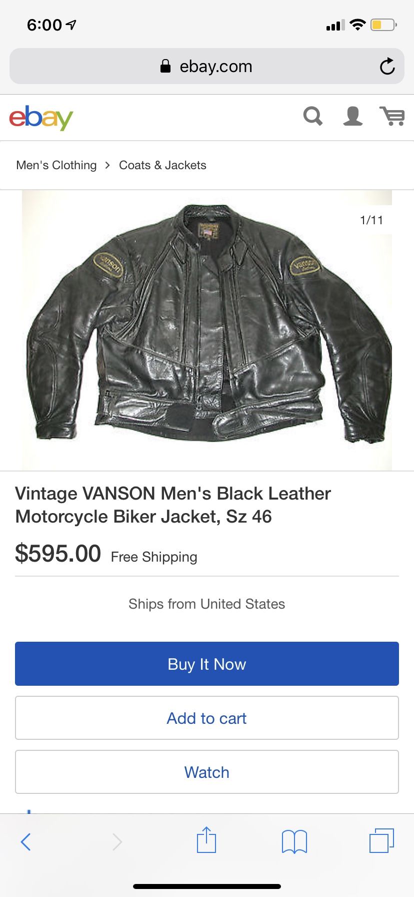 Hanson leather jacket. Exact specs as in photo.