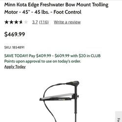 Minn kota Edge trolling Motor 