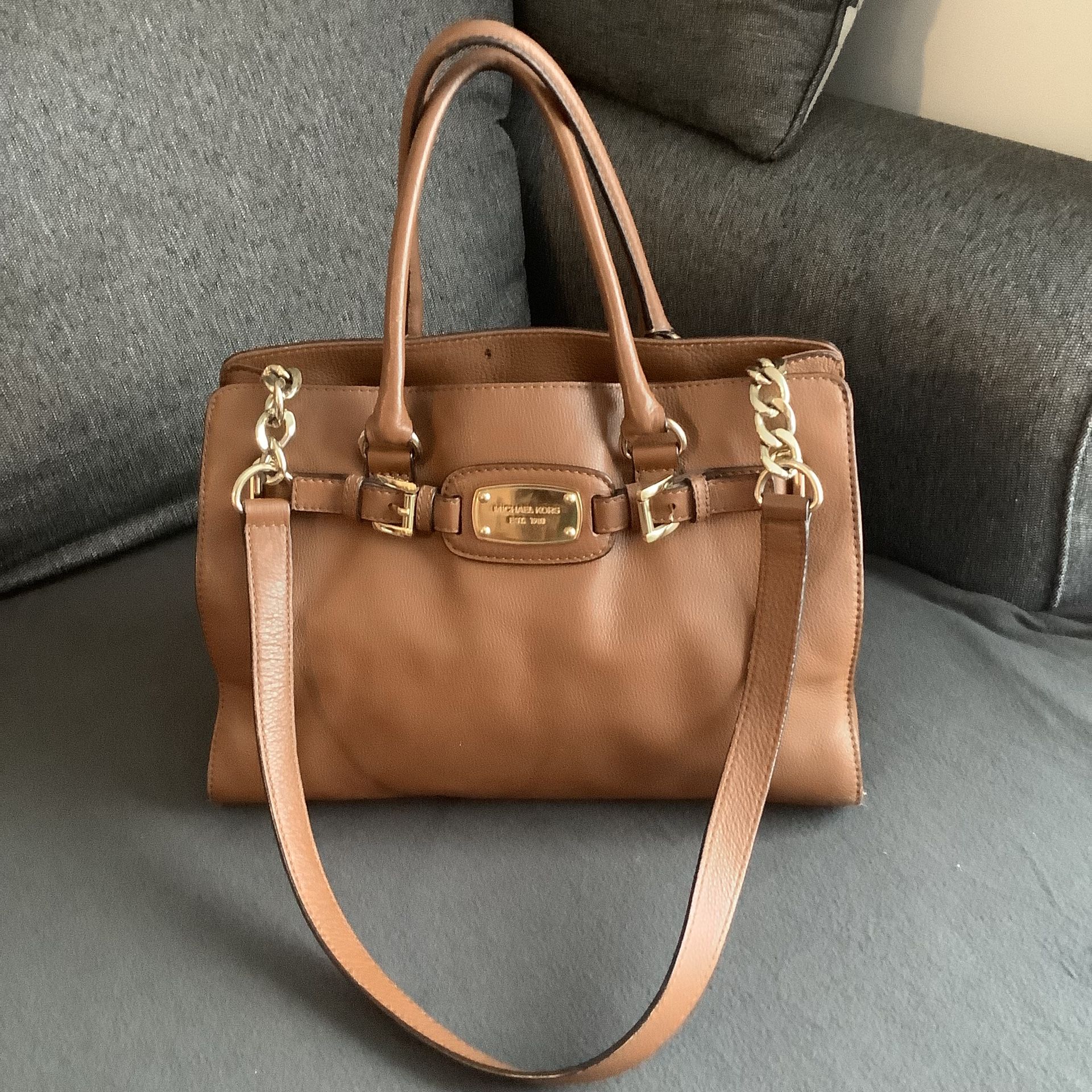 Michael Kors Large Leather Tote Crossbody Brown with Legs Preowned