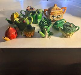 Vintage fruit teapots