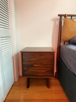 Solid Wood Groove Handle 2- Drawer Nightstand