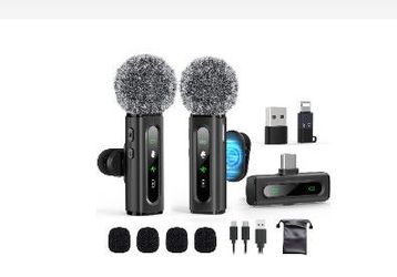 USB C Lavalier Microphone Wireless Mini Mic for Type-C Android Phone/Tablet/PC Video Recording Clip-on Mics with Rotatable Clip&Denoise Recording, Ide
