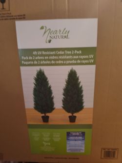 Nearly Natural 4ft UV Resistant Cedar Tree 2-Pack
