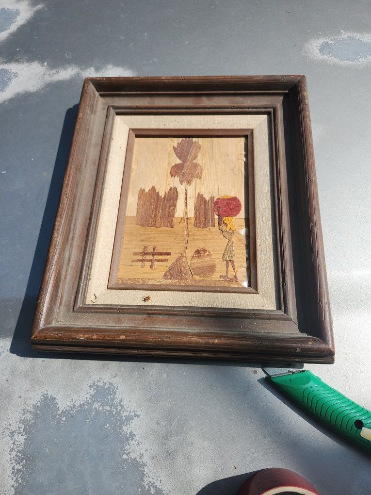 Bamboo and wood photo handcrafted