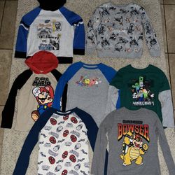 Boys Graphic T-shirts Size 10 Character Shirts & Sweatshirts , Star Wars, SpongeBob, Spider-Man, super Mario, Bowser, Minecraft