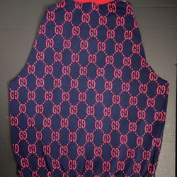 Authentic Gucci GG Zip-Up Jacket - Navy/ Red( Size L)