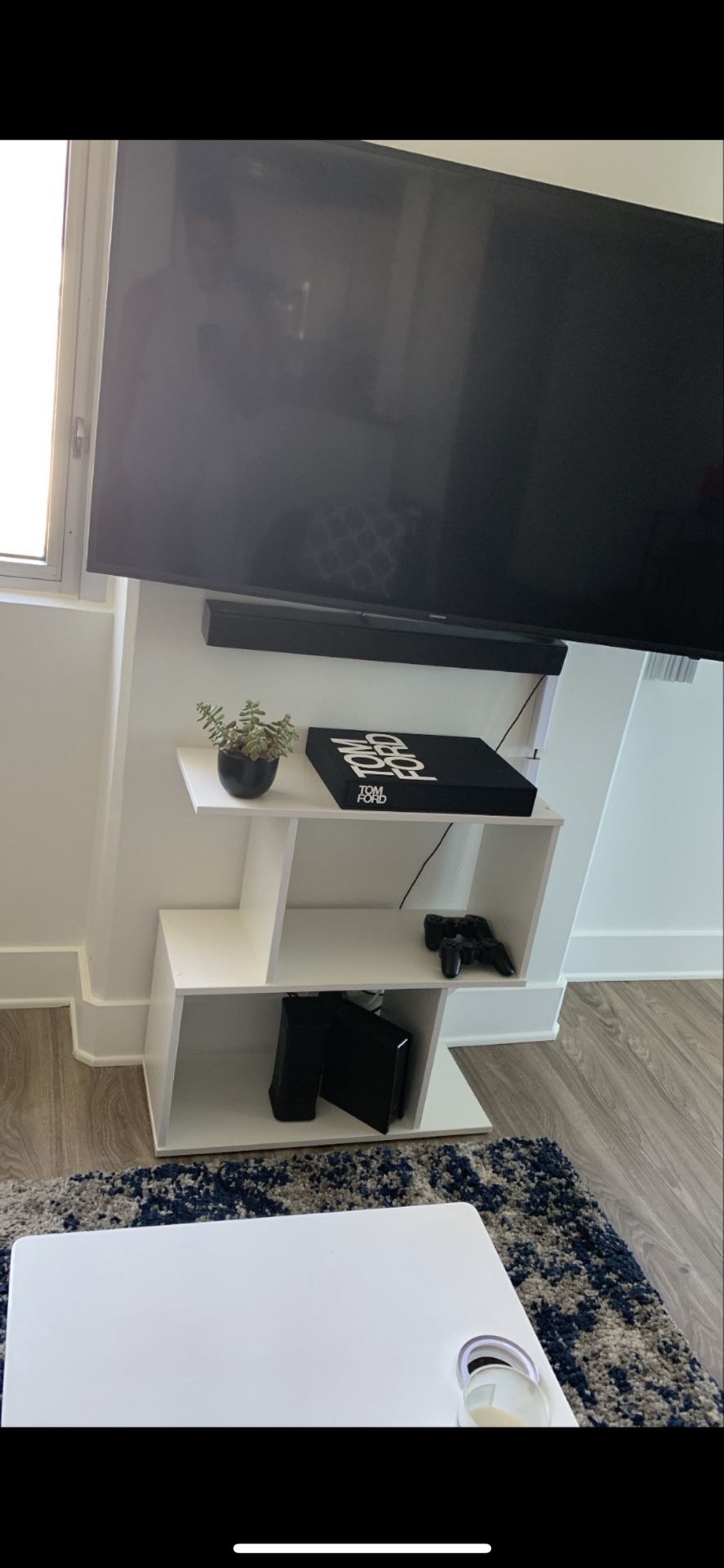 White Modern Abstract Bookcase TV/Stand