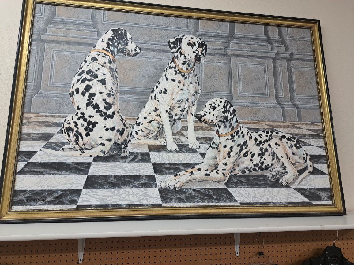 Huge Orig Painting 3 DALMATIONS, By Anderson