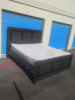 King size bed frame mattress set bedroom - delivery available