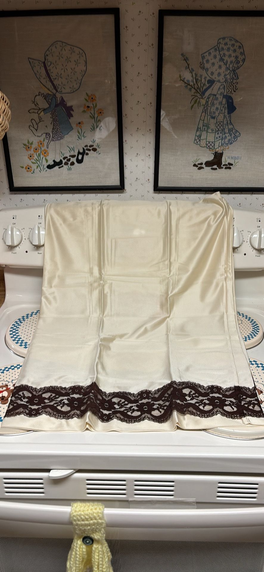 One Pair Vintage 1980’s Polyester Handmade Standard Pillowcases 18x30