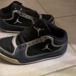 Nike Air Jordan Men's Flat Pewter Black Leather Sneakers 552665-006 Size 8.5