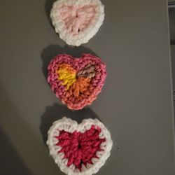 Crocheted heart pins 4 for $2