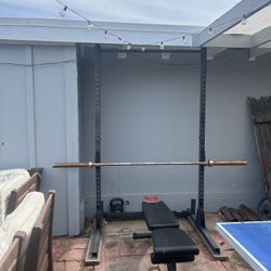 Weights + Bench Press/ Squat Rack/pullup Combo Pack