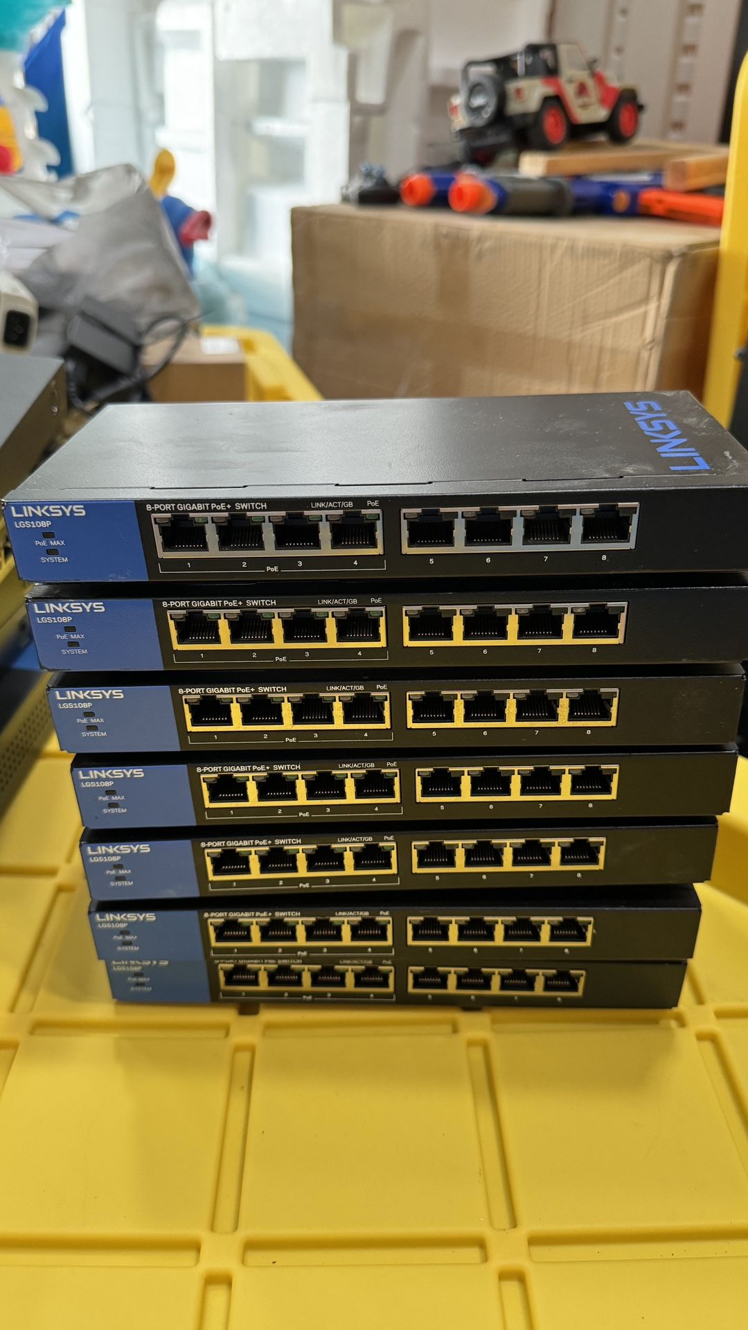 8x 8 Port Linksys PoE+ Gigabit Switch