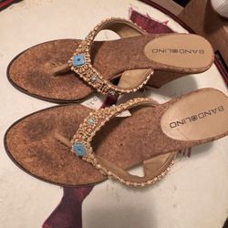 Turquoise Wedge Sandals 