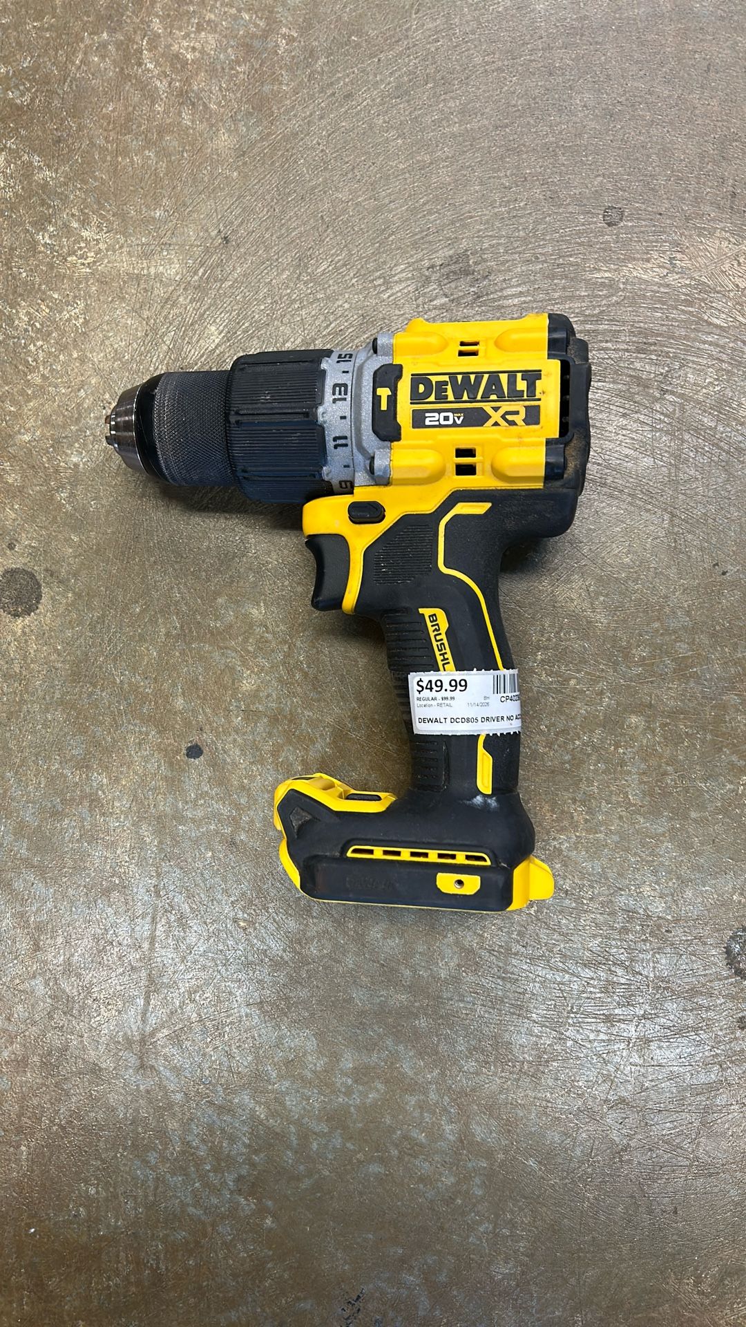 DeWalt 20 V XR half inch drill model DCD805 tool only