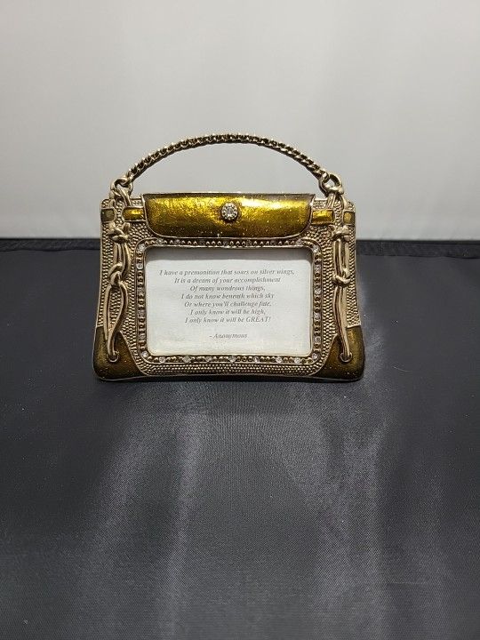 Goldtone Rhinestones Small Photo Figurine Purse Frame (BS)