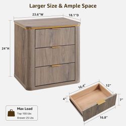 Brand new fluted 3 drawer night stand