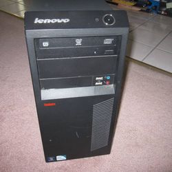 IBM Lenovo Think Centre mid tower computer with an Intel Pentium dual core E5300 processor running at 2.6Ghz, 4GB DDR2 memory, 320GB SATA hard disk dr