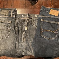 3 Jeans (Guess, Levi, And Hollister) 31 Waist 30 Inseam Very Good Condition 