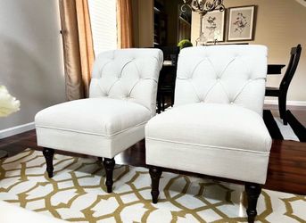 Pair of Tufted Slipper Accent Chairs