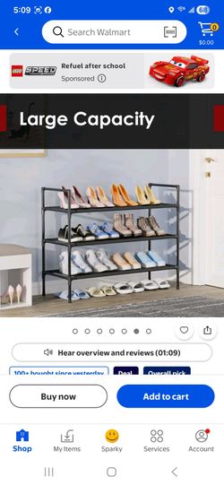 3-Tier Shoe Rack, Sturdy Shoe Organizer, Shoe Shelf Holds up to 16 Pairs of Shoes, Assembled Length,