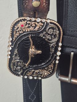 Leather belt and belt buckle
