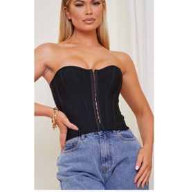 Pretty Little Thing Black Bandage Corset Top 