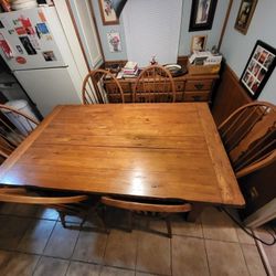 Solid Oak Table With 6 Chairs