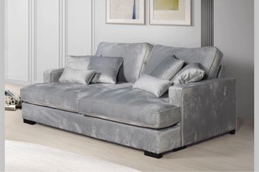 Gray velvet fabric oversized soft and comfortable love seat