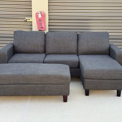 Black L-Shape Sectional with Storage ottoman 
