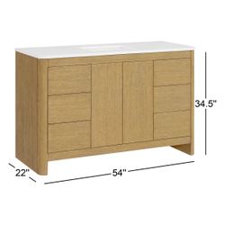 Raye 54” Single Sink Bathroom Vanity With White Quartz Top