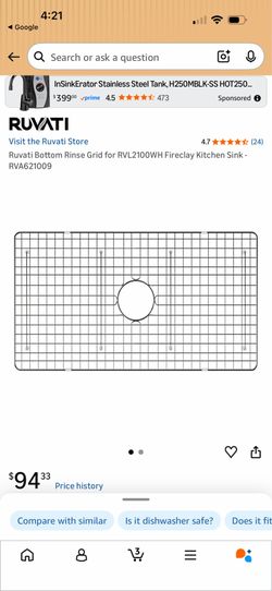 Ruvati Bottom Rinse Grid for RVL2100WH and Ruvati Stainless Steel Sink Drain With Strainer - Brand New RVA-1025