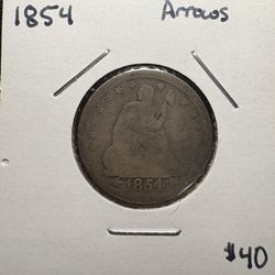 1854 Seated Liberty Quarter “Arrows”