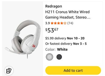 Cronus White Wired Gaming Headset, Stereo...
