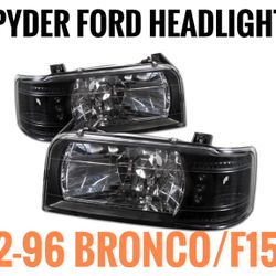 Spyder OBS Ford 1(contact info removed) Headlights Euro F150 Bronco 