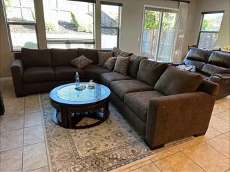 Large Dark Brown Fabric Sectional Sofa,LivingRoom furniture,no credit needed,same day delivery , zero money down