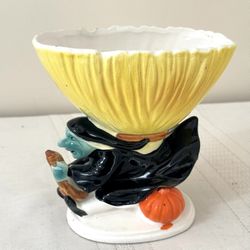 Vtg E.O. Brody Halloween Witch Taper Candle Holder / Planter, Japan 1980s