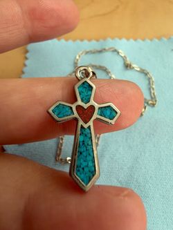 Sterling silver and turquoise  cross pendant